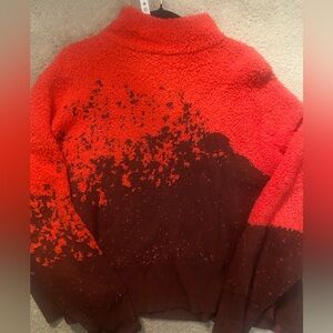 Orange and Brown Textured Sweater size 12 wms worn once, merino wool blend